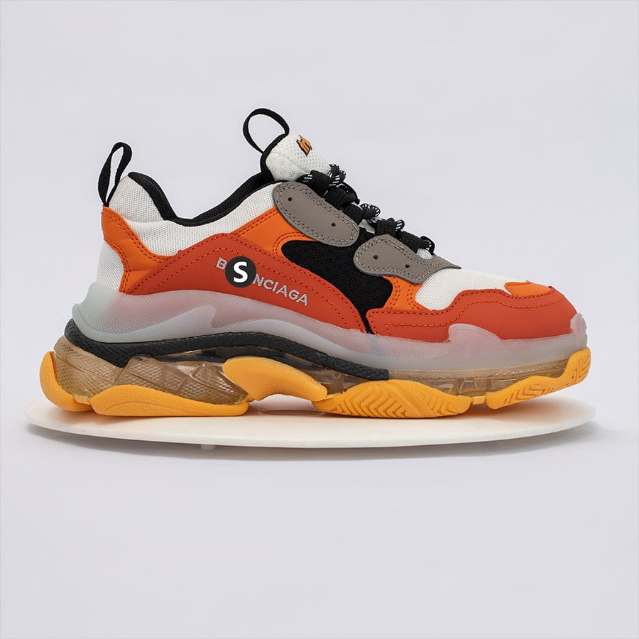 Giày Balenciaga Triple S Clear Sole màu cam xám đen chính hãng