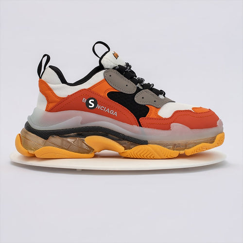 Giày Balenciaga Triple S Clear Sole màu cam xám đen chính hãng